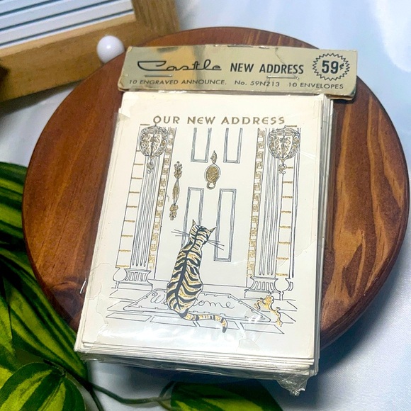 10 Vintage Engraved CASTLE  Teacup Invitations Greeting Cards 1950/60 3” x 4” - Picture 1 of 2